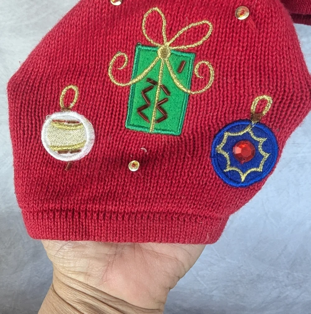 Tiara International Christmas Collection Size XL Beaded/Sequin Cardigan Sweater - Picture 4 of 16